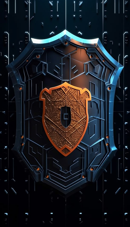 Orange cybersecurity shield